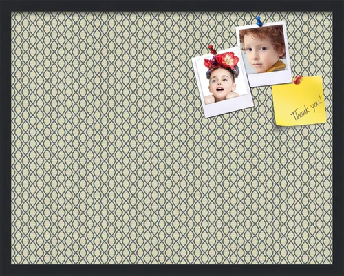 Miniatura 151 de PinPix Tablero de anuncios de corcho de 13 x 13 pulgadas. Este tablero decorativo enmarcado viene con diseño de ondas en blanco y negro y un marco