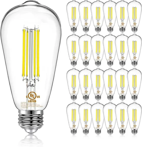 Miniatura 12 de DAYBETTER Paquete de 12 bombillas LED Edison vintage, bombilla LED E26 equivalente a 60 W, bombillas LED regulables, alto brillo 800 LM, blanco