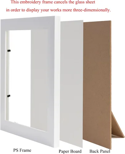 Miniatura 2 de Ebherys Marco de bordado de 9.5 x 9.5 pulgadas en negro – Muestra trabajos de bordado a mano de 7.5 x 7.5 pulgadas con cartón – madera compuesta