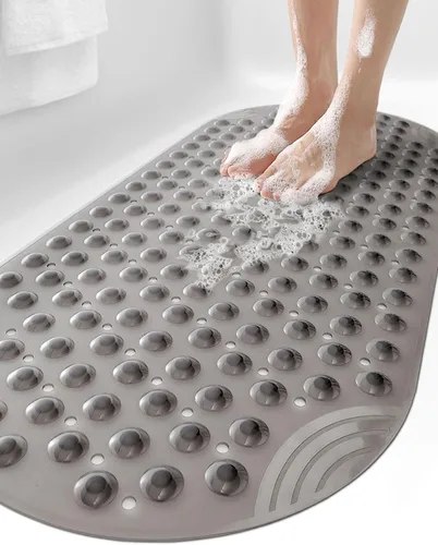 Miniatura 10 de DEXI Alfombrilla de Tina Antideslizante 16x35, Alfombrillas de Ducha para Baño y Tina, Alfombrilla de Baño Ovalada Lavable con Ventosas y Orificios