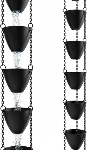 Miniatura 11 de Rain Chains Direct - Cadena de lluvia Contempo - 8.5 pies - Aluminio fresado duradero (gris) - Cadenas de lluvia premium para canaletas Gris