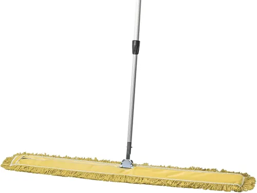 Miniatura 21 de Trapeador de polvo comercial rojo de 48 pulgadas y barredora de piso con mango extensible, trapeador para limpieza de suelos de madera dura