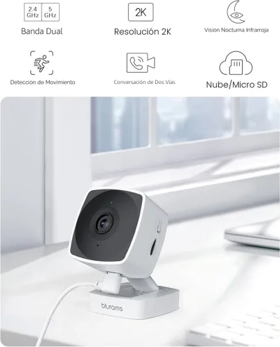 Miniatura 2 de Cámaras blurams para seguridad del hogar 5GHz, cámara interior 2K, cámara para mascotas con aplicación para teléfono, detección de movimiento