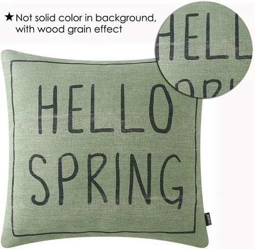 Miniatura 2 de TRENDIN Hola Spring Fundas de almohada 18.0 x 18.0 in Granja de madera Decoración de Pascua Vacaciones Funda de cojín cuadrada para sofá sofá