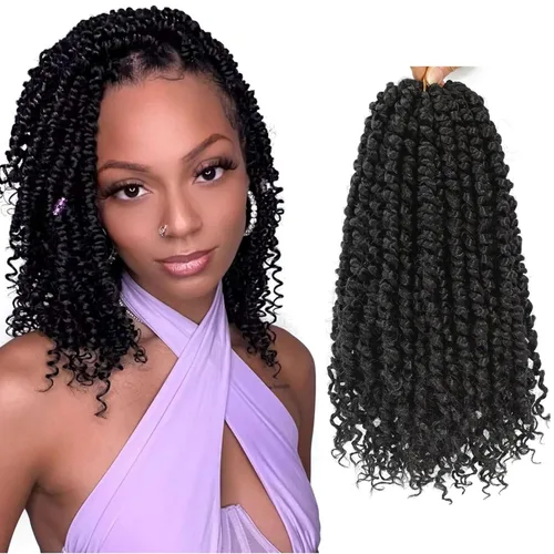 Miniatura 8 de Cabello de ganchillo Passion Twist, cabello Passion Twist pretrenzado, cabello Passion Twist de 10 pulgadas, trenzas de ganchillo cortas Passion