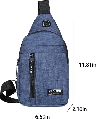 Miniatura 7 de Pequeña bolsa cruzada negra, bolsa de hombro para hombres y mujeres, bolso bandolera de pecho con una correa de viaje, Azul