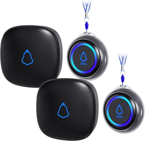 Miniatura 8 de Localizador de cuidador, botón de llamada inalámbrico para personas mayores/ancianos en casa, 1 botón SOS + 1 receptor sistema de alerta médica