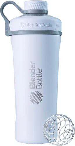 Miniatura 7 de BlenderBottle Radian Shaker Cup Botella de agua aislada de acero inoxidable con batidor de alambre, 26 onzas, azul ártico mate