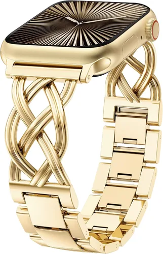 Miniatura 11 de TOYOUTHS - Pulsera elegante compatible con bandas de Apple Watch de 38/40/41/42/44/45/46/49mm para mujeres, correa de metal de acero inoxidable