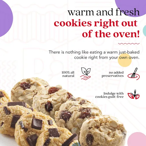 Miniatura 6 de David's Cookies - Masa congelada de galletas con trozos de chocolate y avena con pasas, premoldeada, 96