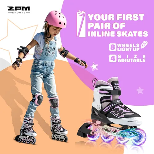Miniatura 2 de 2PM SPORTS - Patines en línea Cytia para niñas, ajustables, con ruedas iluminadas, rosa, con ruedas con luces, patines divertidos y parpadeantes