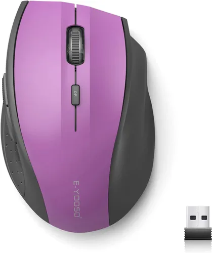 Miniatura 13 de E-YOOSO Ratón inalámbrico para portátil, ratón óptico portátil para computadora, 6 botones, inalámbrico 2.4GHz con receptor USB, 4800 DPI de 5 Rosa