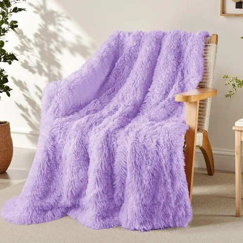 Miniatura 32 de Exclusivo Mezcla Manta de Cama Mullida de Piel Sintética Tamaño King, Mantas Reversibles Shaggy de Vellón Sherpa Teñido Tie Dye, Mantas Mullidas