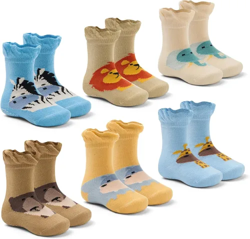 Miniatura 13 de Calcetines de algodón para bebés y niños pequeños, calcetines antideslizantes para niños, paquete de 6