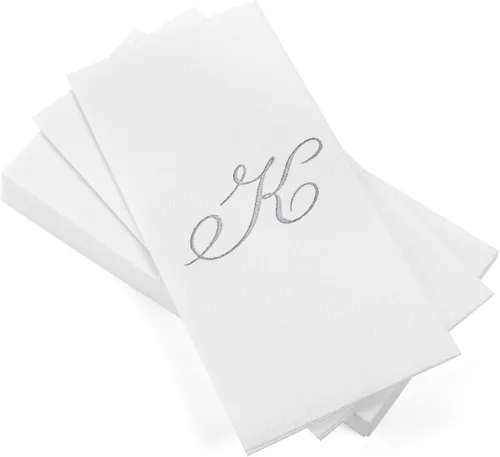 Miniatura 45 de AH AMERICAN HOMESTEAD Servilletas desechables – Servilletas doradas con monograma para invitados, servilletas acolchadas como tela para baño