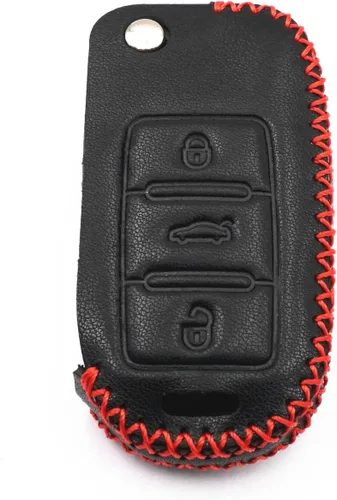 Miniatura 3 de Cuero negro para VW Volkswagen Jetta Polo Tiguan Beetle Golf GTI/R/MK6 5 Passat Sharan Skoda Octavia 3 botones Smart Remote Flip Key Fob Case Cover