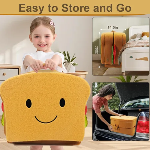 Miniatura 4 de Cama de Viaje para Niños Estilo Sándwich - Camas de Piso Portátiles para Niños Pequeños, Cuna de Viaje de Espuma Blanda Plegable para Bebés y Niños