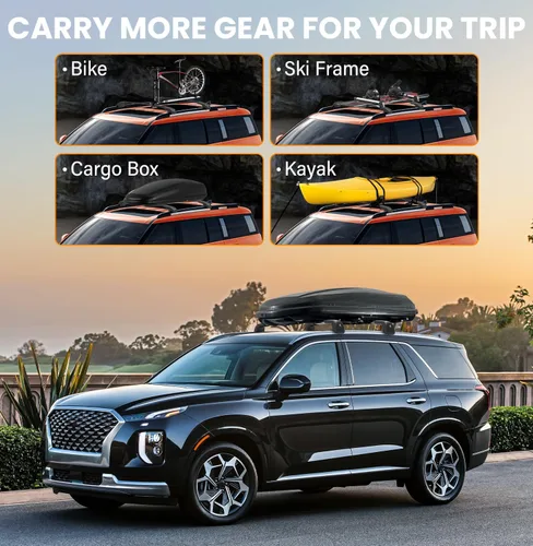 Miniatura 8 de Barras transversales para techo de 136 kg compatibles con Hyundai Palisade 2019-2025 SE SEL XRT Limited Calligraphy, portaequipajes con cerradura