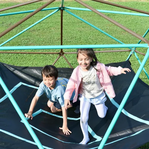 Miniatura 7 de Merax - Cúpula de escalada de 13 pies con hamaca, centro de juegos geométrico para exteriores para niños de 3 a 10 años, soporta 1000 libras