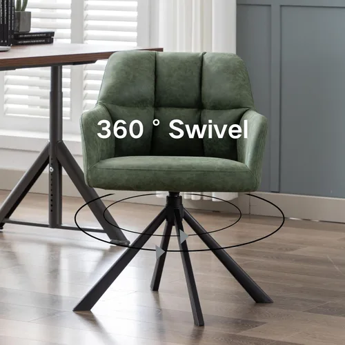 Miniatura 3 de Silla de oficina en casa con brazo, cómoda silla de escritorio sin ruedas, silla tapizada de cuero para computadora, silla giratoria