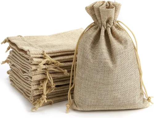 Miniatura 3 de Tendwarm 20 bolsas de regalo de arpillera de 7.8 x 11.8 pulgadas con cordón, bolsa de joyería de lino para recuerdos de fiesta de boda