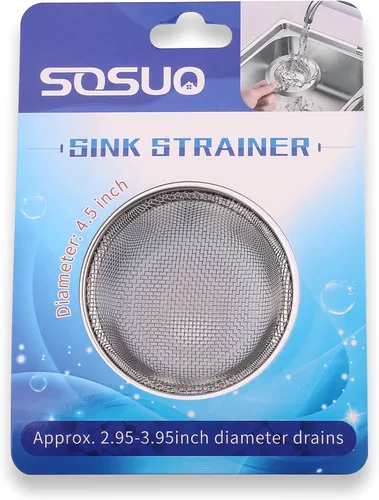 Miniatura 2 de 2 piezas de colador para fregadero de cocina, cubierta de drenaje de malla de acero inoxidable, colador de drenaje de fregadero de borde ancho