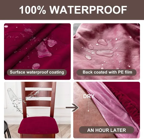 Miniatura 3 de Genina Fundas impermeables de asiento para silla de comedor, fundas elásticas para sillas de comedor, fundas protectoras para sillas de cocina