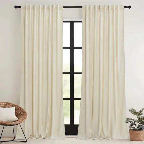 Miniatura 44 de RYB HOME Cortinas elegantes de terciopelo verde de 108 pulgadas de largo, bloqueo de luz, aislamiento térmico, elegantes cortinas de terciopelo