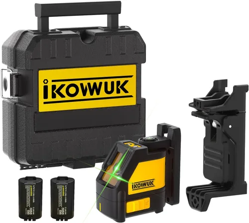 IKOVWUK Nivel láser autonivelante, láser de línea cruzada verde para colgar fotos y construcción, soporte magnético de 180° y soporte de techo, 2