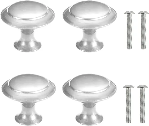 Miniatura 10 de 4 pomos de puerta de armario, pomo de puerta de cajón de armario para muebles de cocina, perilla de gabinete de acero inoxidable con tornillos, gris