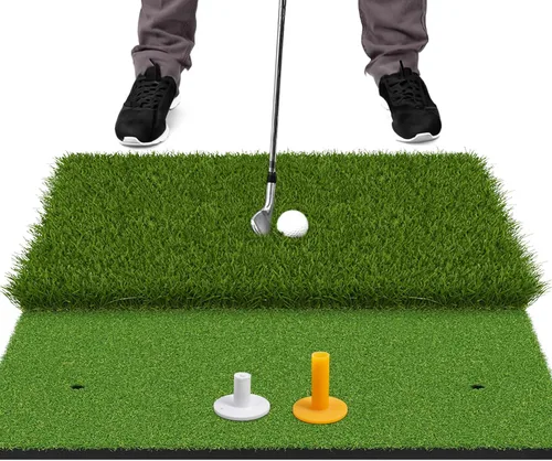 Miniatura 7 de SAPLIZE Alfombrilla de golpe de golf plegable y resistente con respaldo de EVA de 10 mm para swing y astillado en interiores y exteriores