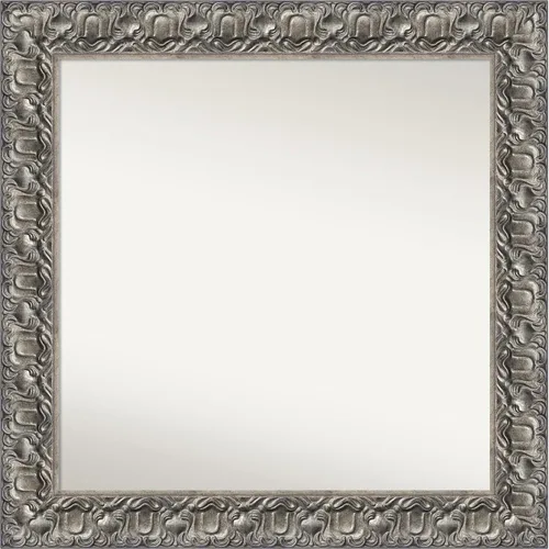 Miniatura 355 de Amanti Art Espejo de baño plateado para sobre fregadero, 26 x 26 pulgadas, espejo cuadrado de níquel pulido, marco de madera tradicional mediano, se