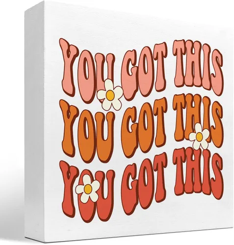 Letrero inspirador de madera con texto en inglés «You Got This», decoración motivacional de bloques de madera para el hogar, dormitorio, oficina,