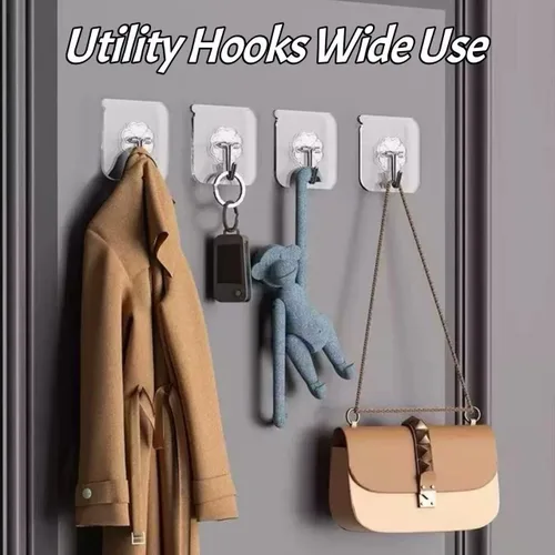 Miniatura 9 de DDMY Ganchos para colgar, paquete de 50 ganchos de pared de 50 libras (máx.), transparentes, reutilizables, impermeables, ganchos adhesivos