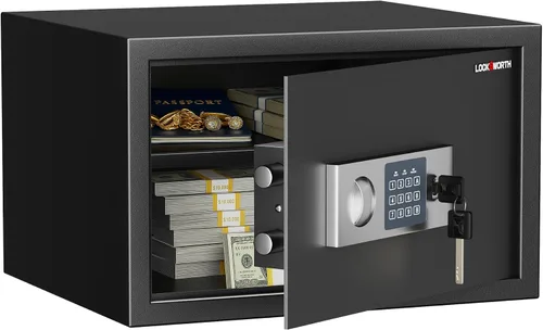 Miniatura 9 de Locksworth Caja fuerte para el hogar, 1.0 pies cúbicos, caja de seguridad para dinero, joyas, documentos y armas, caja fuerte digital de seguridad
