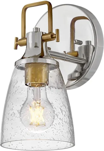 Miniatura 8 de Hinkley Easton 51270PN - Accesorio de tocador de baño de una sola luz, industrial moderno, pantalla de vidrio transparente, se monta hacia arriba