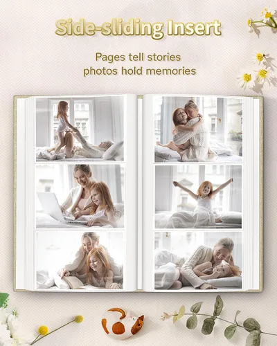 Miniatura 5 de Álbum de fotos Artfeel 4x6 con 300 bolsillos, álbumes de fotos deslizables, libro de memorias con cubierta de lino y ventana frontal, libro de fotos