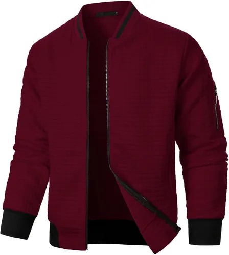 Miniatura 8 de Chaquetas ligeras para hombre Chaquetas ligeras casuales para hombre Chaqueta bomber de sarga con cremallera Chaqueta universitaria con cremallera
