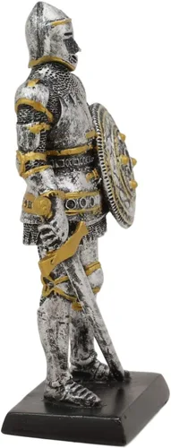 Miniatura 4 de Ebros Gift Figura en miniatura medieval renacentista de caballero real con espada de daga y escudo redondo, 5 pulgadas de alto, traje de armadura