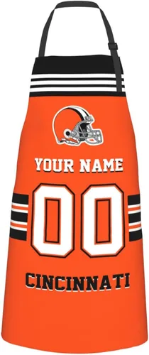 Miniatura 10 de Delantales personalizados del estilo del fútbol, delantal personalizado de la cocina del nombre y del número, delantales impermeables modificados