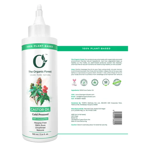 Miniatura 2 de Aceite de ricino orgánico prensado en frío para cabello, piel, pestañas, cejas, 100% puro, sin hexano, aceite facial natural para la nutrición