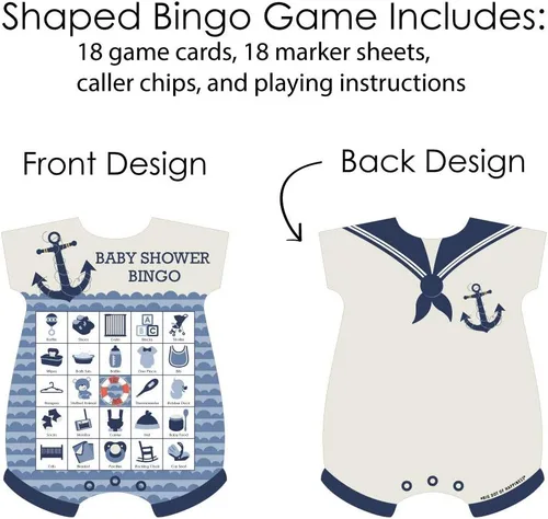 Miniatura 3 de Big Dot of Happiness Ahoy - Náutico - Tarjetas de bingo con imágenes y marcadores - Juego de bingo en forma de baby shower - Juego de 18