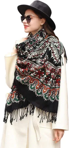 Miniatura 131 de DANA XU Manta de pashmina extragrande 100% de lana merina, bufanda de viaje, bufanda de cachemira para mujer, otoño e invierno, chal de gran