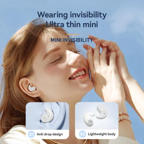 Miniatura 4 de Piluyaa Auriculares para dormir con Bluetooth en el oído, auriculares ligeros, mini tapones invisibles para los oídos, diseño pequeño para personas