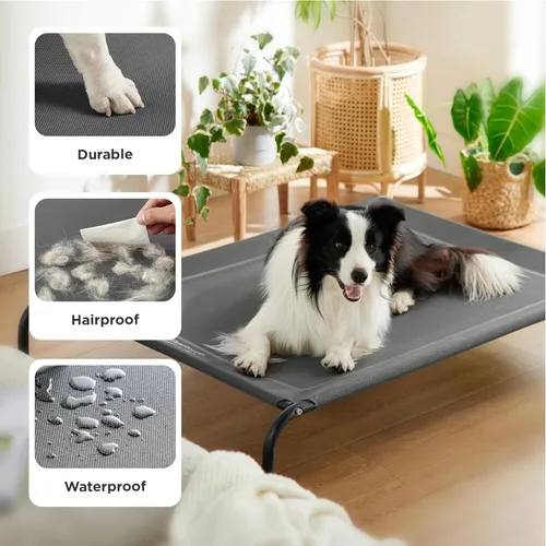 Miniatura 4 de Bedsure Cama elevada para perros al aire libre de tamaño grande, cama portátil de hamaca para mascotas con marco elevado y refrescante para Verde