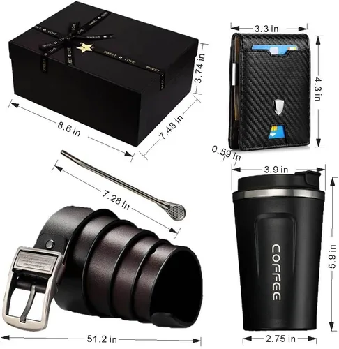 Miniatura 5 de HUAPUDA Mens Birthday Gifts for Daughter Son Kid Wife for Dad Personalized Gifts for Men with Coffee Mug Wallet and Belt for Husband Boyfriend Mens