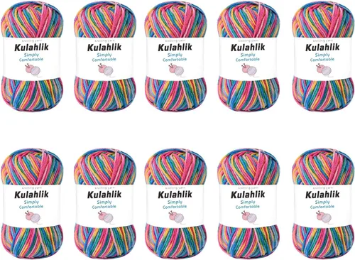 Miniatura 127 de 50g (1x50g) Hilo Acrílico para Crochet y Tejido, Hilo Degradado Colorido, 1 Rollo de Madejas, Hilo Acrílico Multicolor, Perfecto para Proyectos