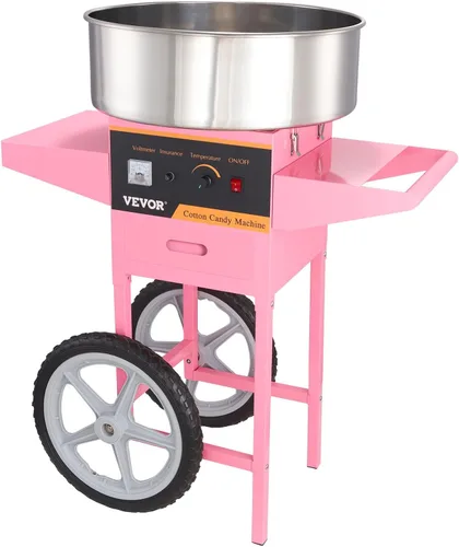 Miniatura 12 de VEVOR - Carro para máquina eléctrica de algodón de azúcar, fabricante de hilo dental comercial de 1000W con tazón de acero inoxidable, cuchara