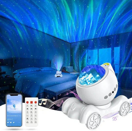 Miniatura 8 de ENOKIK Proyector de luz del norte, proyector Aurora Star Altavoz Bluetooth integrado, máquina de ruido blanco para niños y adultos, luz Galaxy