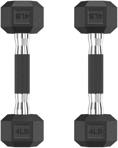 Miniatura 35 de HANDBODE Juego de 2 mancuernas hexagonales de 2.5 a 65 libras con revestimiento de goma, mancuernas para ejercicio y fitness, peso de mano